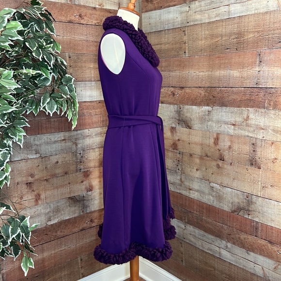 CARON CHICAGO Vintage Purple Avant Garde Sheath Dress with Yarn Trim - Picture 4 of 13